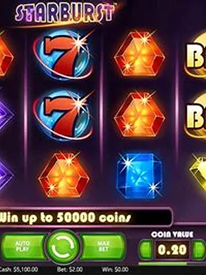 Starburst slot by NetEnt at CrownGold casino
